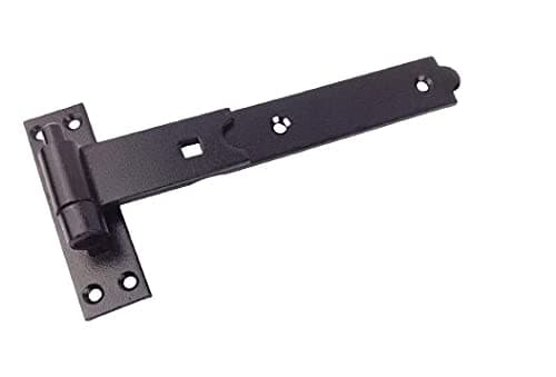Gate Hinges Straight 300mm 12" Single Black Heavy Duty Hook and Band Hinge