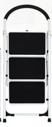 Classyy Home - 3 Step Ladder Folding Step Stool - (White & Black) - With Anti-Slip Sturdy and Wide Pedal