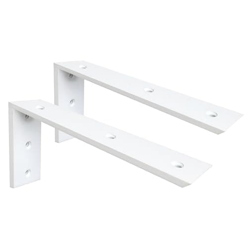 Winker Countertop Support Bracket 2 Pack White Heavy Duty Metal L Brackets 12" x 6" x 2.5" for Quartz/Granite/Wood/Concrete/Laminate Countertops