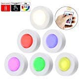 Tap Light, Push Light, Mini Touch Light, Small Puck Lights Battery Powered, Stick-on Anywhere with Strong Adhesive for Closet, Cabinet, Stair, Bedroom, Kitchen Color 6 Pack