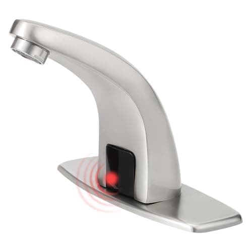 Touchless Bathroom Sink Faucet，Automatic Motion Sensor Faucets with 1 Hole Plate for Water Bath Commercial Lavatory Farmhouse, Brushed