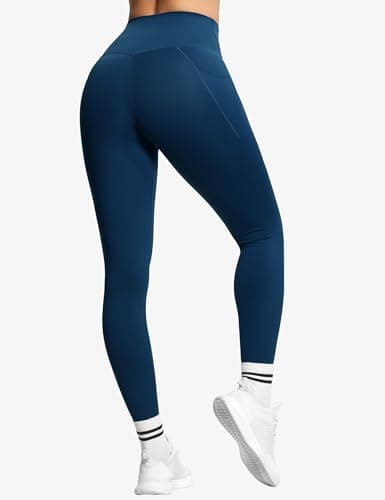 THE GYM PEOPLE Women's V Cross Waist Workout Leggings Tummy Control Running Yoga Pants with Pockets