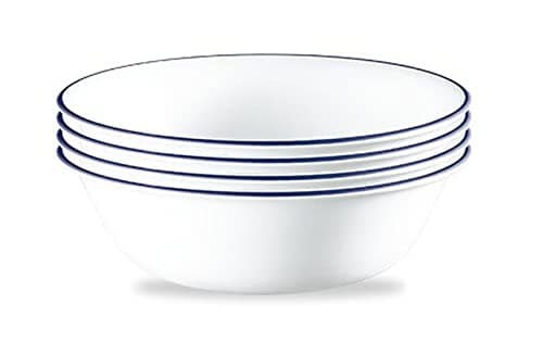 Corelle Vitrelle Glass Dinnerware Set, Chip & Crack Resistant Triple Layer Glass, 4-PC Bowl, Portofino