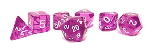 True Roll Dice- Premium Pink/Green/Red Translucent Dice Set of 7 with Velvet Bag. Polyhedral Dice for Dungeons and Dragons (DND) D20 D12 D10 (00-90 and 0-9) D8 D6 D4 and Other RPG. (Purple)
