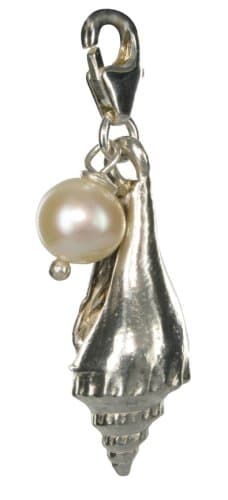 Jane Davis CHM 003 Sterling Silver Conch Shell with Pearl Charm