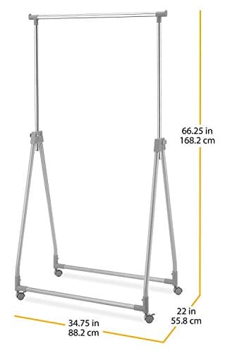 Whitmor Foldable Clothes Rack - Rolling Clothes Hanger - Adjustable Height