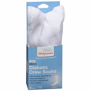Walgreens Diabetic Crew Socks for Men, White, 7-12, 3 pr