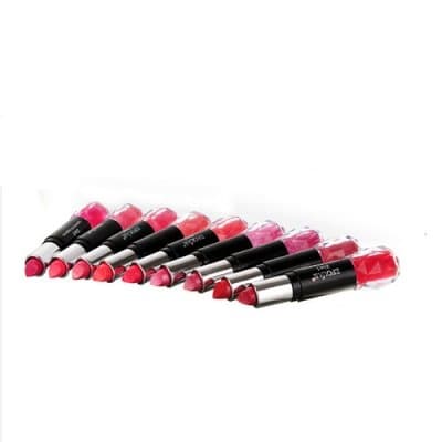 12 Pcs Set 2-in-1 Long Lasting Bright Colored Cosmetic Lipstick with Lip Gloss - Random Color
