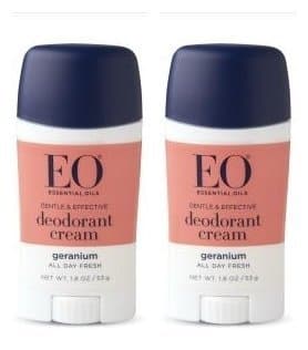 EO Deodorant Cream Geranium (Pack of 2) With Cassava Root, Baking Soda, Cocoa Seed Butter, Vitamin E, Tapioca, Sage, Lavender, Geranium, Citrus, Juniper and Cedar, 1.8 oz. Each