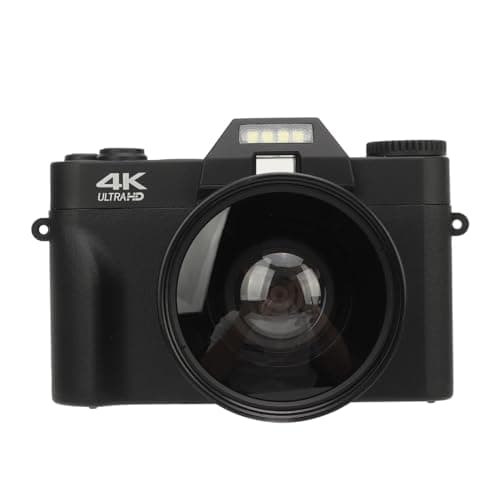 4K Digital Camera, 48MP Digital Video Camera Camcorder with 180° Flip Screen, 16X Digital Zoom, Wide Angle Lens, Battery, Compact & Potable for Travel