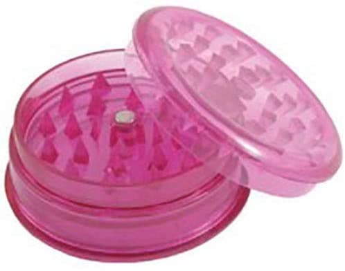 R2K® Plastic Herb Grinder 3 Part Magnetic Shark Teeth Assorted Colours, 60mm 3 Piece Herb Grinders, Portable and Pocket Size, Smell Proof Airtight Stash Compartment (Pink)