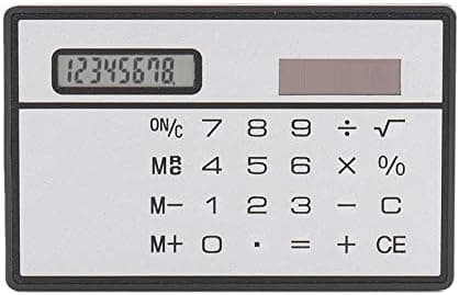 8 Digit Silver and Black Ultra Thin Solar Power Calculator with Touch Screen Credit Card Design Portable Mini Calculator for Business School Basic Office Calculators