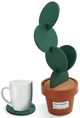 AIDDKK6 PCS Cute Creative Coaster Mat Cactus Potted Plants Shape Cup Mat Heat Insulation Pad Table Decoration Kitchen Accessories