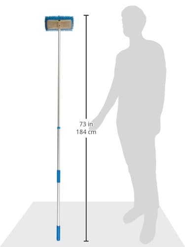 STAR BRITE 3’- 6’ Deluxe Deck Brush & Handle Combo - Triple Anodized Aluminum, Floating, Extending Pole With 8” Deluxe Bumper Brush - Years of Worry-Free Maintenance