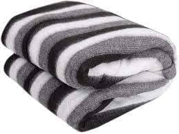 Black & White Stripe Single Bed AC Fleece Blanket (Pack of 1, Skin_Friendly)| TC - 250