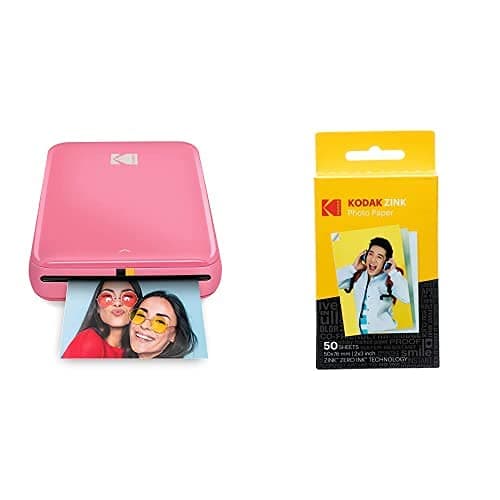 KODAK Step Instant Printer Bluetooth/NFC Enabled (Pink) Paper Bundle