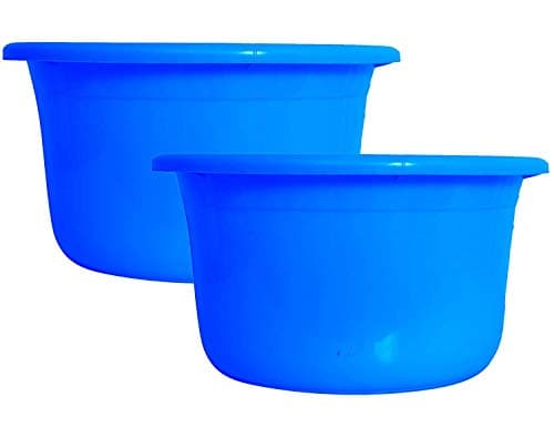 Kuber Industries 2 Pieces Unbreakable Plastic Multipurpose Bath Tub/Washing Tub 35 LTR (Blue)-KUBMART11729