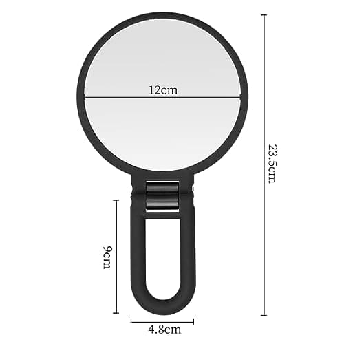 MGLIMZ 1X 15X Magnifying Hand Held Mirror,Double Side Folding Hand Mirror for Women with Adjustable Handle,Travel Table Desk Shaving Bathroom (Black)