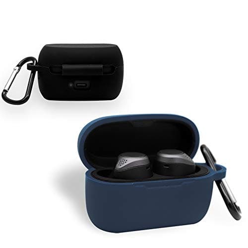 Seltureone (2 Pack) Compatible for Jabra Elite Active 75t/ Elite 75t Case,Full Body Protection Silicone Cover, Shock Absorbing Drop-Resistant Silicone Case for Jabra Elite 75 Charging Case- Black,Blue