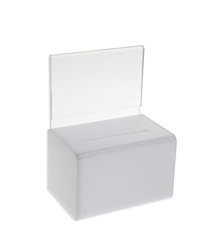 White Donation Box w/Sign Holder and Lock