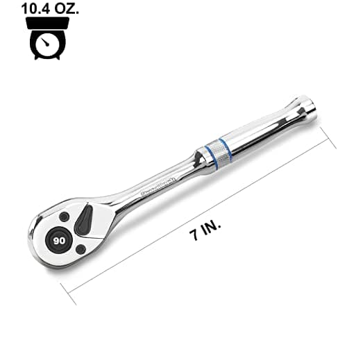 DURATECH 3/8" Drive Ratchet 90 Teeth Quick Release Wrench Reversible Chrome Alloy Full Polish Gift for Men Gifts for Women Dad Gift