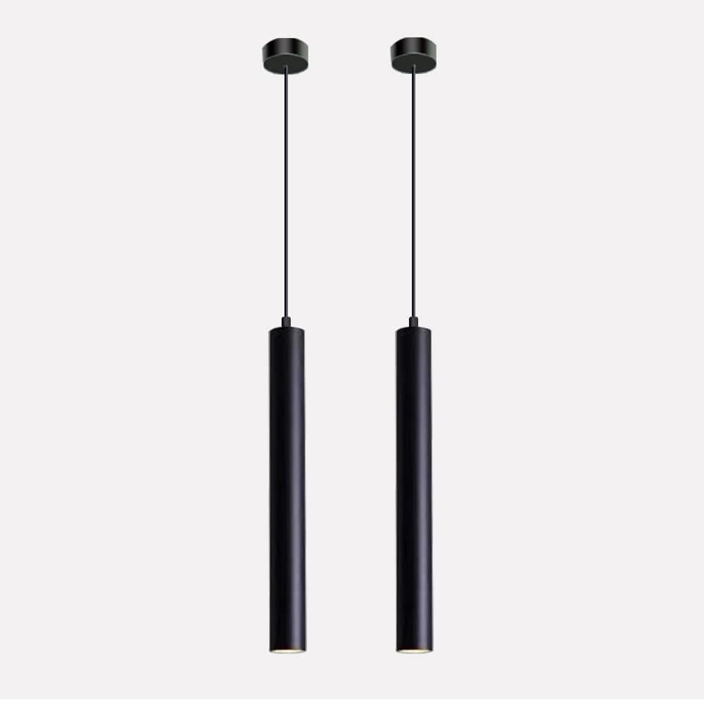 Vecys 2PCS Modern COB LED Cylinder Pendant Light 5W COB Patch Cylindrical Long Tube Chandelier φ4*30.5CM Cylinder Chandeliers for Indoor Kitchen Island Dining Room Shop Bar Counter.（Black）
