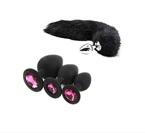 Training Props Silicone Training Device Black Plush Tail