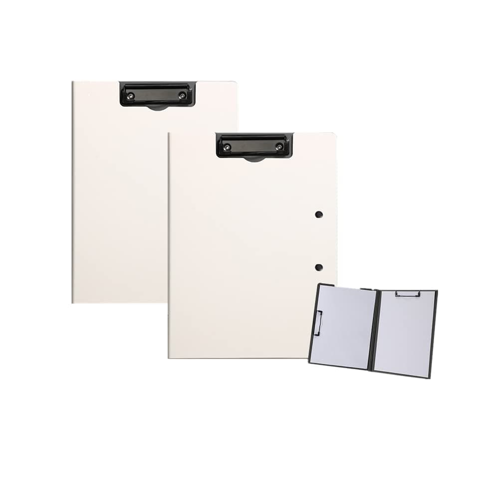 2 Pcs Folding Clipboard,Clipboard Foldable 9x12.5 Waterproof File Folder Clip Boards,A4 or A3 Size File Cover Folder Writing Clipboards with Two Metal Clip,Support Horizontal and Vertical (White, A4)