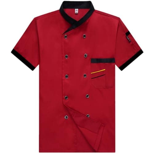 Unisex Chef Coat Short Sleeve Jacket,Breathable,Comfortable Button Closure - Kitchen,Restaurant,Hotel Uniform A