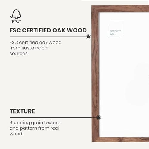 Opposite Wall - 18x24 in - Dark Solid Oak Wood Picture Frame - Lightweight, Versatile & Shatterproof - Wall Hanging Poster or Photo Frame - Wall Decor for Office, Gallery & Home - 2 Pack