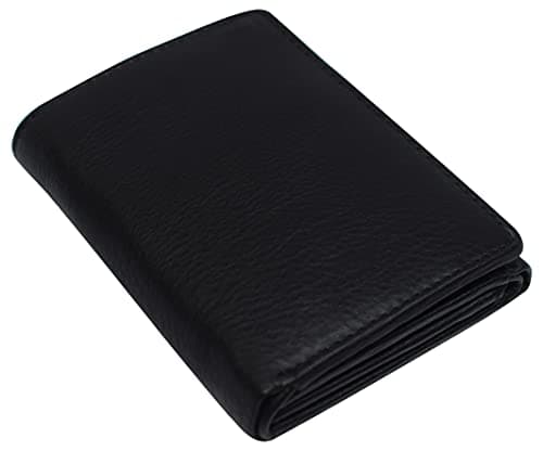 Men's RFID Blocking Premium Leather Classic Trifold Wallet, Black, medium, Classic