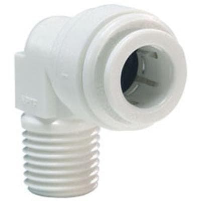 IPW Industries Inc-John Guest - Polypropylene Fixed Elbow Quick Connect Fitting 1/4" OD / 3/8" NPT/Single- White