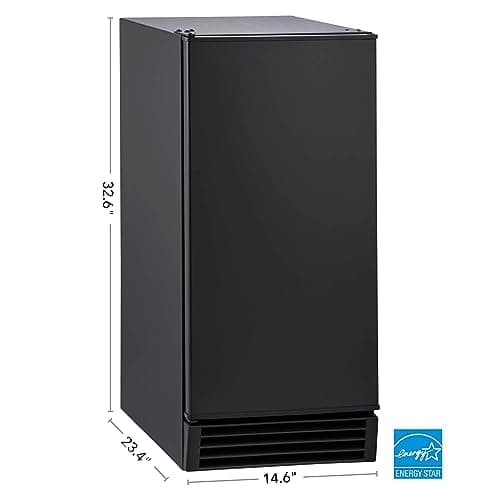 Maxx Ice Self-Contained Indoor Ice Machine, 15-Inch W, 50 lbs, Full Dice Ice Cubes, Energy Star Listed, Black