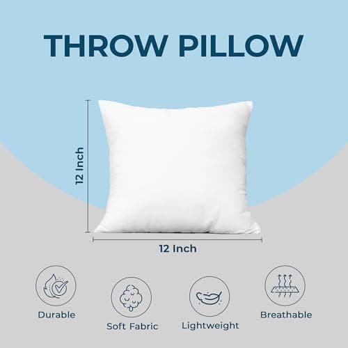 Utopia Bedding Throw Pillows (Set of 4, White), 12 x 12 Inches Pillows for Sofa, Bed and Couch Decorative Stuffer Pillows