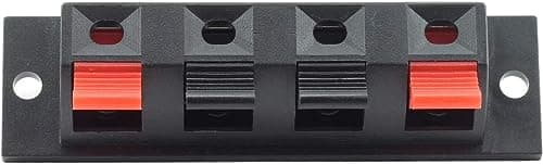 QBM 4 Pin Speaker Terminal Block 4 Way Amplifier Spring Jointing Clamp Test Clip Stereo Speaker Strip Shape Push Release Connector Plate 4 Position (4 Pin Speaker Terminal), (Pack of 5)