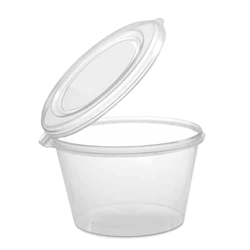 Alpha Basics 50ml Plastic Container with Attached Lid (Pack of 25) Sauce Chut...