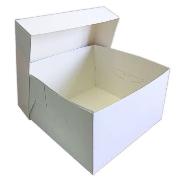 Pack of 5 x White Square Cake Boxes - Perfect for Transporting your Cakes! (10 Inch)