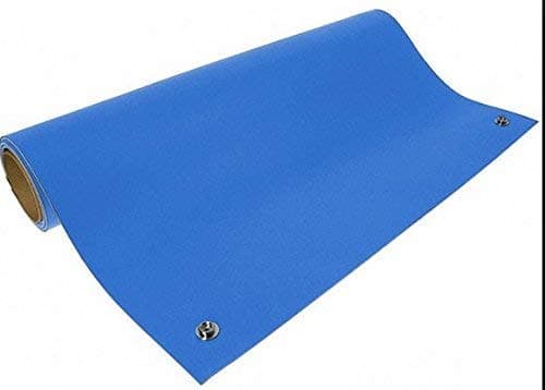 Esd Safe(Anti Static)Table Mat Pvc 2 Layer Blue Thickness 2Mm Size(L 3 Ft X W 1.5 Ft)With On 4 Corner Button + Wrist Band + Grounding Cord All Set [ Pack 1]