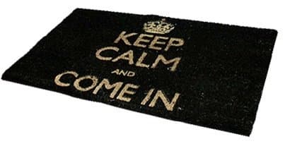 Keep Calm and Come in Coir Door Mat (Black) Pack of 2