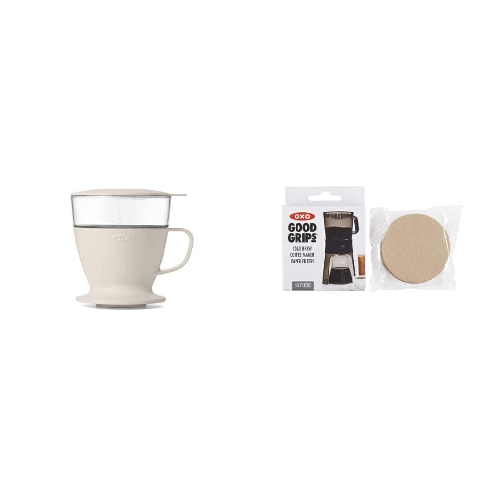 OXO Brew Single Serve Pour-Over Coffee Maker & Good Grips Coffee Maker Replacement Paper, Brown, 50 Per Box, CT, Cold Brew Filters, Count