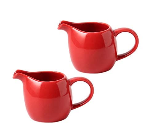 CHOOLD 2 pcs Mini Ceramic Creamer with Handle, Coffee Milk Creamer Pitcher - Red - 1.5 oz