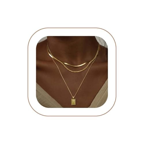 Layered Gold/Silver Necklaces for Women, Stackable Stack 14K Real Gold Plated Silver Chain Necklace Circle Layering Fashion Pendant Necklaces Trendy Jewelry Set Gifts