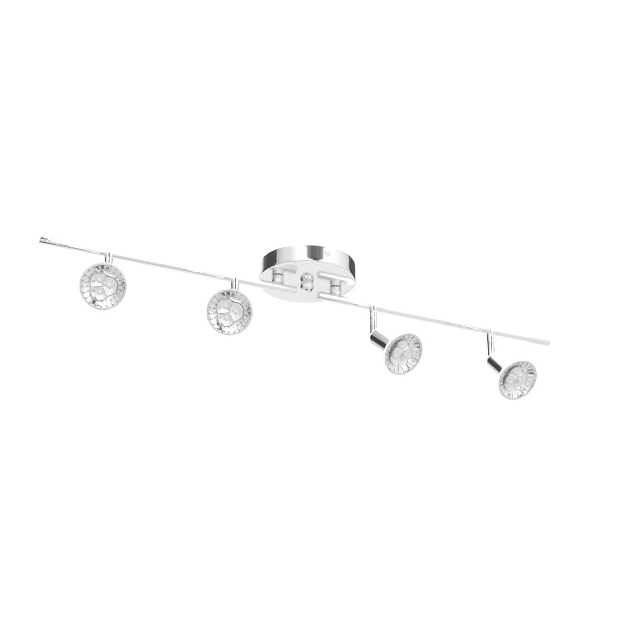 Qcyuui Modern 4-Light Track Lighting Kit, Flush Mount Wall/Ceiling Spot Lights Fixture, LED Track Light with Chrome Flexibly Rotatable Light Head for Kitchen Living Room, 4×GU10 Bulb (Included)