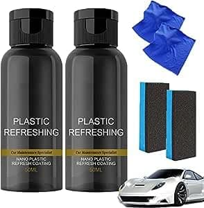 Baopinlady 2pcs Plastic Refreshing,50ml Plastic Revitalizing Coating Agent,Nano Plastic Refreshing Coating,Plastic Parts Refurbish Agent for Car, New Car Restorer Cream Quick Restorer