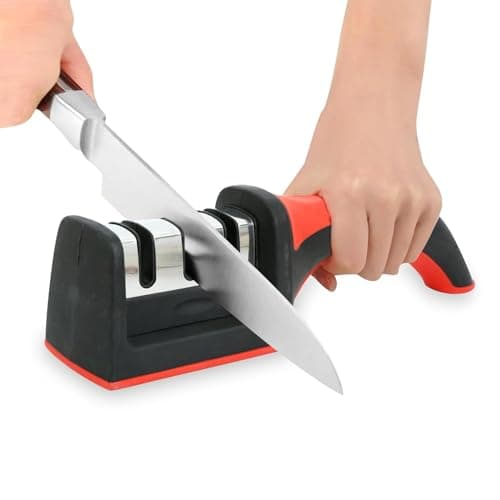Manual Knife Sharpener 3 Stage Sharpening Tool for All Knives, Ceramic Knife and Steel Knives Advanced Knife for Kitchen Chefs (Knife Sharpener, Pack of 1)