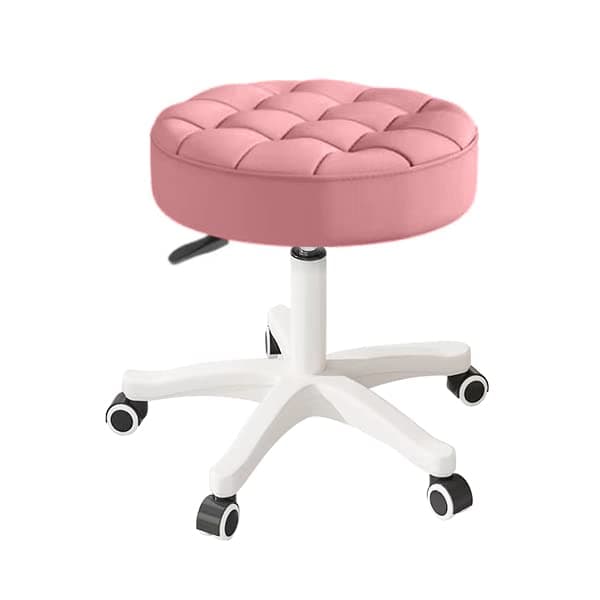 Small Chair Round Rolling Stool with Wheels PU Leather Height Adjustable Swivel Drafting Work SPA Salon Stools Home Office Chair