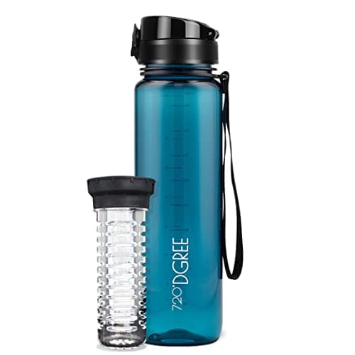 720°DGREE Sipper Water Bottle 1 litre with Sieve | BPA, BPS Free | Tritan | For Adults & Kids | For Sports, Gym, Office, Workout | Crystal Clear Petrol Blue