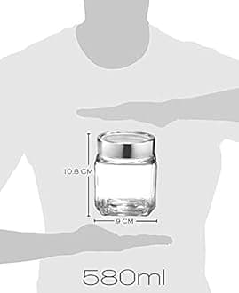 Vency Cube Jar 580ml, Transparent Storage Container Glass Jar for Spices and More (Set Of 12)