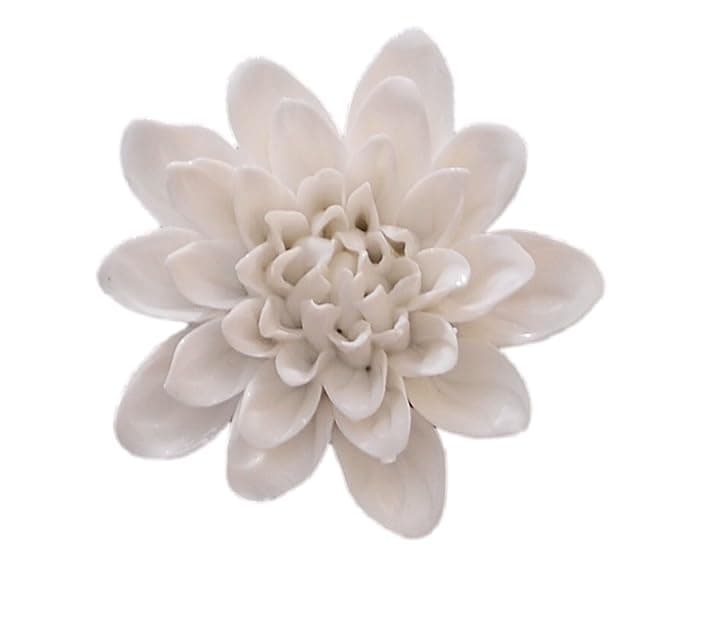 AMERRY Ceramic Wall Flower Decor Artificial 3D Flower Wall Art，Handmade 3D Wall Art Hanging Sculpture， Porcelain Flower Wall Décor (White,Common Peony,2.76")