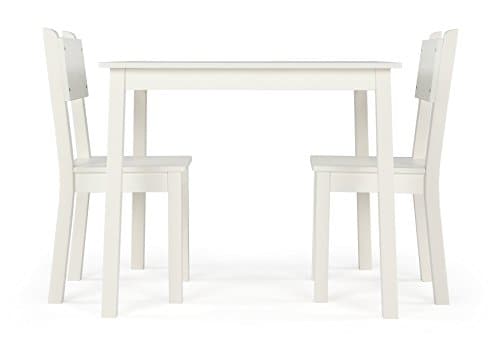 Humble Crew Wood Table and 2 Chairs Set, White